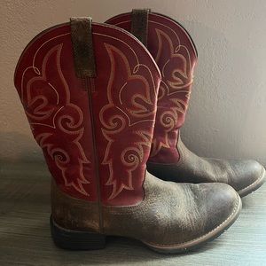 Red & Brown womens Ariat Boots